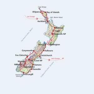 Rundreise Neuseeland mit Nord- und Südinsel, Segeltörn Bay of Islands, Gletscher, Fjorde, Vulkane