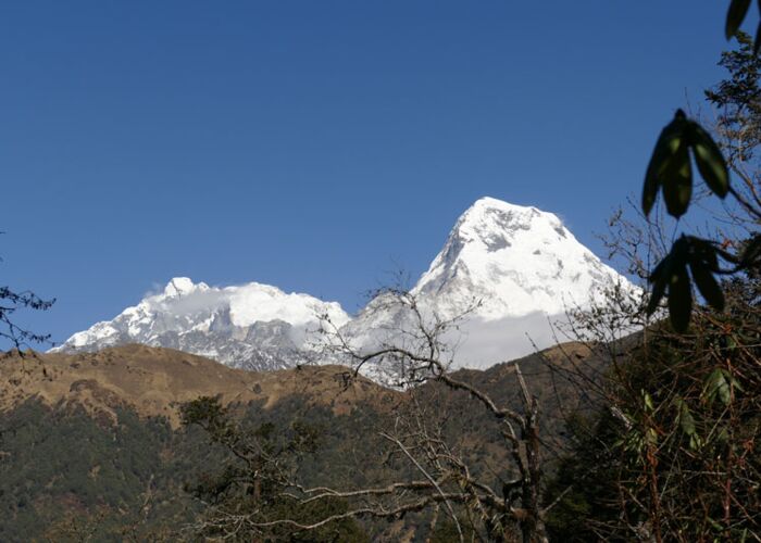 Ein traumhafter Ausblick in die Himalaya-Berge bietet sich bei Ghorepani