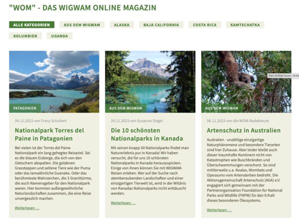 Wir haben mittlerweile eine hohe Anzahl an informativen Blog Artikeln auf unserer WIGWAM Homepage.