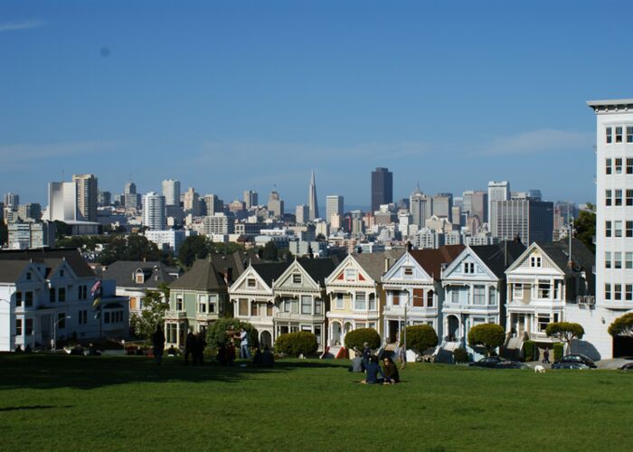 In San Francisco sind die Painted Ladies Zeugnisse aus der guten alten Zeit