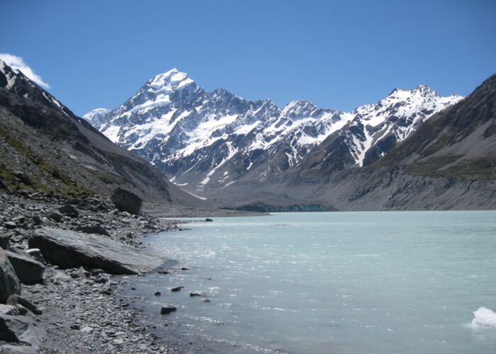 Der Mount Cook Gletscher ist der größte Gletscher Neuseelands