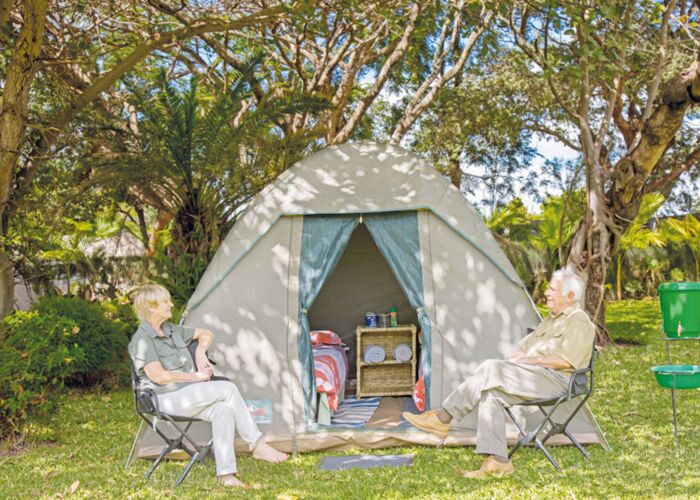 Auf der Zambia Safari übernachten wir in mobilen Zelten