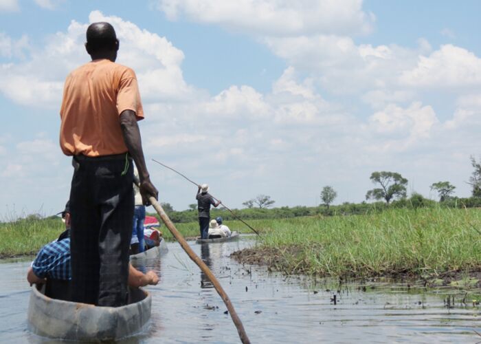 Die beste Möglichkeit, das Okavango-Delta hautnah zu erleben ist eine geführte Mokoro-Fahrt