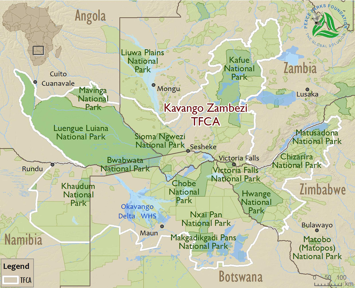 Übersichtskarte für die Kavango Zambezi Reise