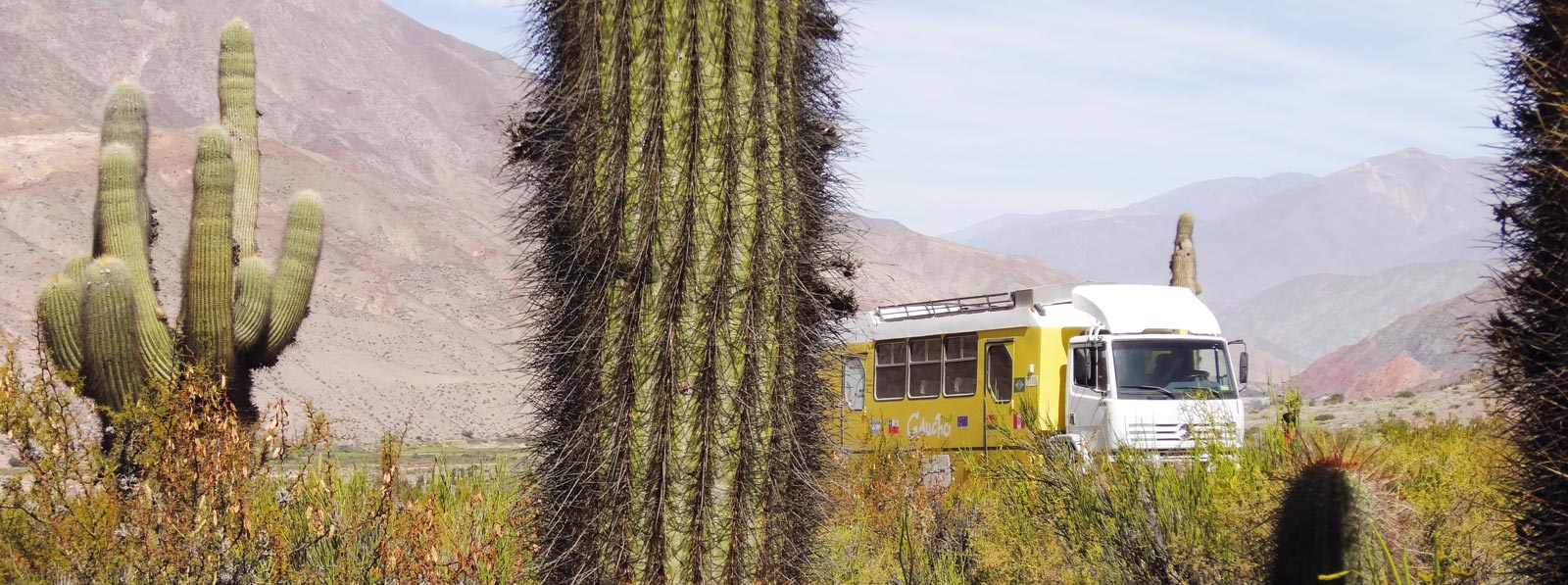 Mit dem Truck geht es durch die Kakteenwälder von Argentinien